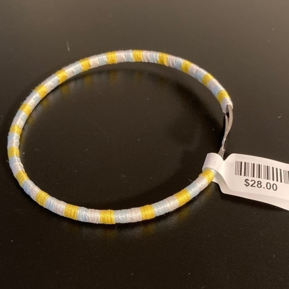 Striped Yellow and Gray Bangle Bracelet
